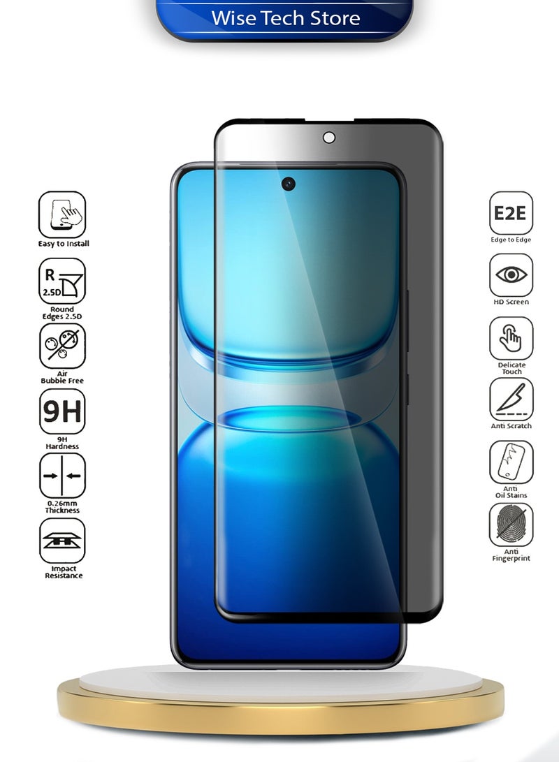 Wtech vivo iQOO Z10 / vivo iQOO Neo 10 5G 2025 Premium Edge-Pro Privacy Full Glue Full Cover Tempered Glass Screen Protector (MSGPCP) - Clear/Black - Image 2